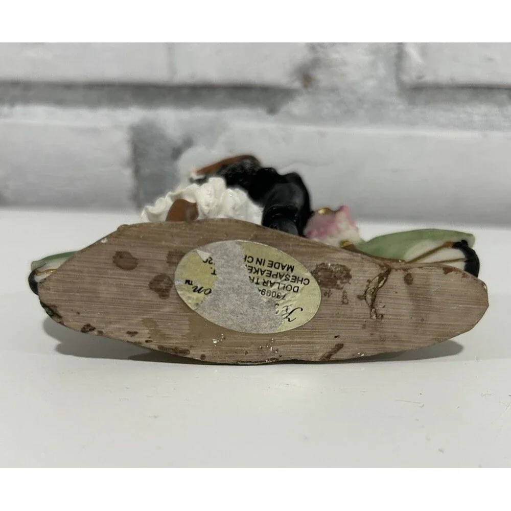 VTG Black Americana Bride & Groom Wedding on Bicycle Figurine 4.5” - Rare Pose